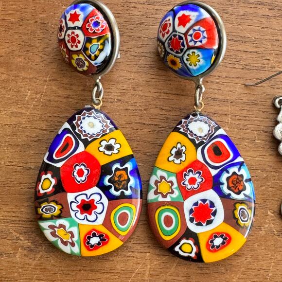 Lot of 11 Vintage and Modern Colorful Southwestern Bohemian Earrings - Picture 3 of 13